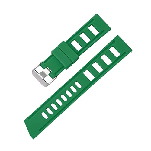 PLACKE 20mm 22mm Sport Silicone Watch Strap Fit For Huawei Watch GT 2e Fit For Smart Watch Replacement Fit For Samsung S2 S3 WristBand Bracelet (Color : Green-silver buckle, Size : 22mm) von PLACKE
