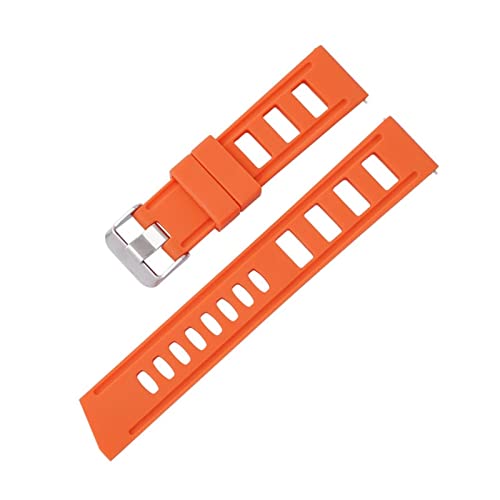 PLACKE 20mm 22mm Sport Silicone Watch Strap Fit For Huawei Watch GT 2e Fit For Smart Watch Replacement Fit For Samsung S2 S3 WristBand Bracelet (Color : Orange-silver buckle, Size : 22mm) von PLACKE