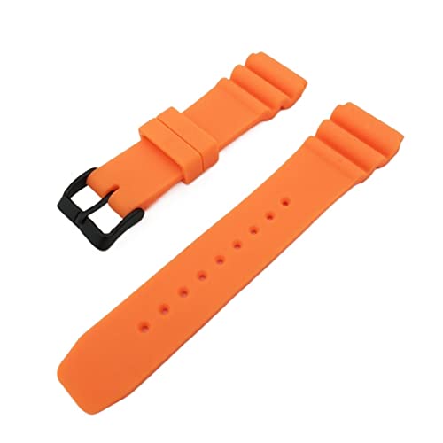 PLACKE 22mm Diving Watchband Gummi -Armband Bandband Gurt wasserdichte Männer Männer Ersatz schwarz Schnalle Uhrzubehör (Color : Orange-B, Size : 22mm) von PLACKE