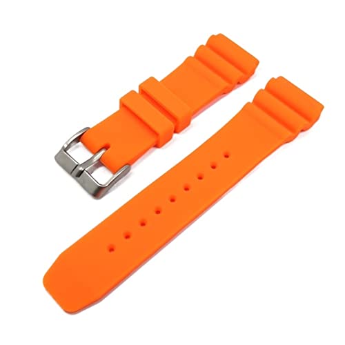 PLACKE 22mm Diving Watchband Gummi -Armband Bandband Gurt wasserdichte Männer Männer Ersatz schwarz Schnalle Uhrzubehör (Color : Orange-S, Size : 22mm) von PLACKE