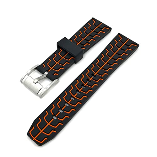 PLACKE Doppelfarbe Silikon Männer Sport Watchband 20mm 22 mm 24 mm Tauchwaterfamerdichtsbandband Blau Schwarz Uhr Accessoires (Color : Orange, Size : 20mm) von PLACKE
