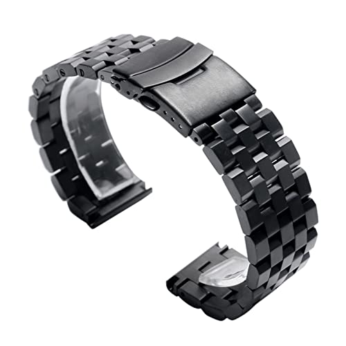 PLACKE Edelstahl Armband for DW Fit for Huawei Fit for Samsung Fit for Armani Uhrenarmband Silber/Schwarz Armband Ersatz 18mm 22mm 20mm 24mm 26mm (Color : 1, Size : 24mm) von PLACKE