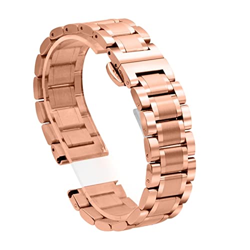 PLACKE Edelstahl Metallband for Ticwatch Pro 2020 3 lite GTX E2 S2. Mode Dauerhafte Uhrband Ersatz Armbanduhr-Gurte (Color : Rose gold, Size : E2) von PLACKE