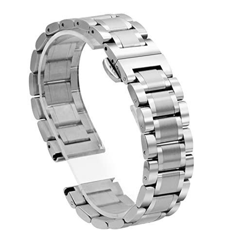 PLACKE Edelstahl Metallband for Ticwatch Pro 2020 3 lite GTX E2 S2. Mode Dauerhafte Uhrband Ersatz Armbanduhr-Gurte (Color : Silver, Size : PRO3 lite) von PLACKE