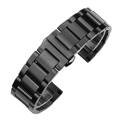 PLACKE Edelstahl Schnellveröffentlichung Watchband 18mm 20 mm 22 mm 24mm Deployment Schnalle Ersatz Armband Uhrenbandband (Color : Matte Black, Size : 20mm) von PLACKE