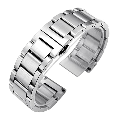 PLACKE Edelstahl Schnellveröffentlichung Watchband 18mm 20 mm 22 mm 24mm Deployment Schnalle Ersatz Armband Uhrenbandband (Color : Matte Silver, Size : 18mm) von PLACKE