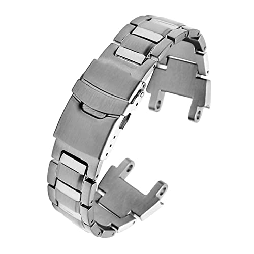 PLACKE Edelstahl -Uhrband -Passform for Casio MTG-B1000 Serie Watch Belt Ersatz Silber Black Metal Business Gurt (Color : Silver) von PLACKE