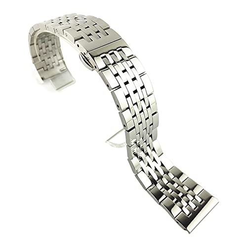 PLACKE Edelstahl -Uhren -Band -Gurt Schwarz Roségold Ersatz Metall Uhrenband Armband 17 18 20 mm 21mm 22mm Mann Luxusgurt (Color : Silver, Size : 17mm) von PLACKE