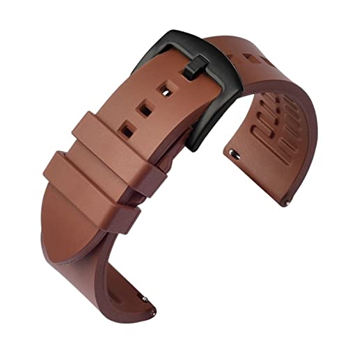 PLACKE 19mm 20mm 21mm 22 mm 24mm Gummi -Uhrband -Ersatz Armband Passform for Huawei Gt Sport Silikongurt (Color : Brown-black, Size : 19mm) von PLACKE