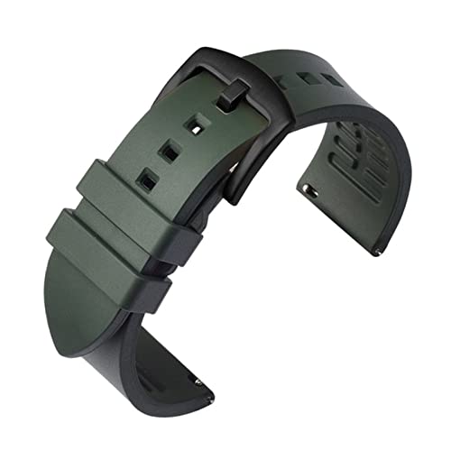 PLACKE 19mm 20mm 21mm 22 mm 24mm Gummi -Uhrband -Ersatz Armband Passform for Huawei Gt Sport Silikongurt (Color : Army-black, Size : 20mm) von PLACKE