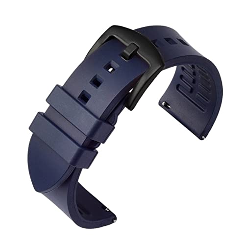 PLACKE 19mm 20mm 21mm 22 mm 24mm Gummi -Uhrband -Ersatz Armband Passform for Huawei Gt Sport Silikongurt (Color : Royal-black, Size : 24mm) von PLACKE