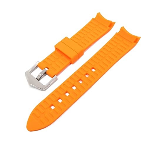 PLACKE 18 mm 20 mm 22 mm gebogene End -Ersatz -Uhrband -Armband Silikon Uhrengurtzubehör for Omega for Seiko Fit for Rolex Fit for Tissot Fit for Tudor (Color : Orange, Size : 18mm) von PLACKE