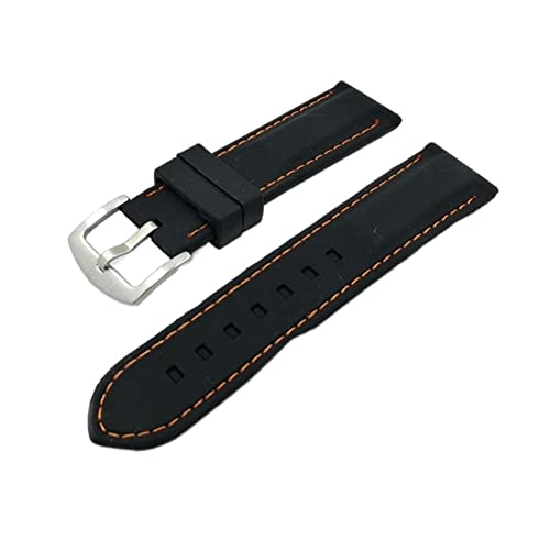 PLACKE Generic Watchband Silicon Gummi -Uhr -Gurtbänder wasserdicht 20mm 22 mm 24 mm 26 mm Uhrengürtel (Color : Orange, Size : 24mm) von PLACKE