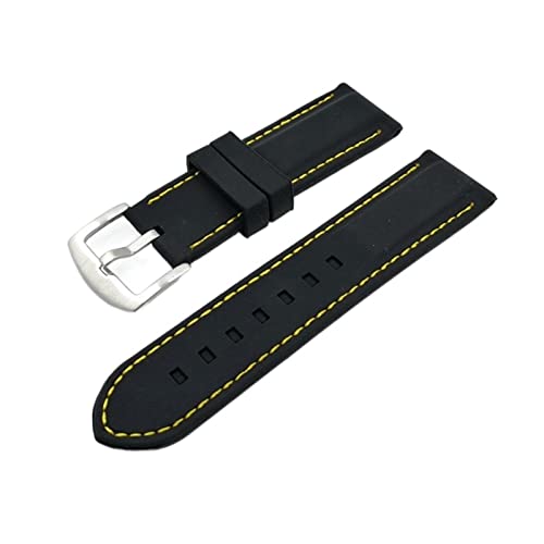 PLACKE Generic Watchband Silicon Gummi -Uhr -Gurtbänder wasserdicht 20mm 22 mm 24 mm 26 mm Uhrengürtel (Color : Yellow, Size : 22mm) von PLACKE