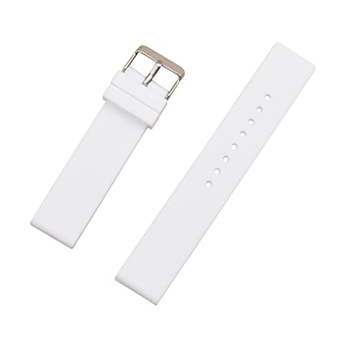 PLACKE Generisches Gummi -Uhr -Gurtgürtel Schwarz weiß rosa Diving Sport Uhrengurt Armbänder for Männer 12mm 14mm 16 mm 18 mm 20 mm 22 mm 24 mm (Color : White, Size : 14mm) von PLACKE