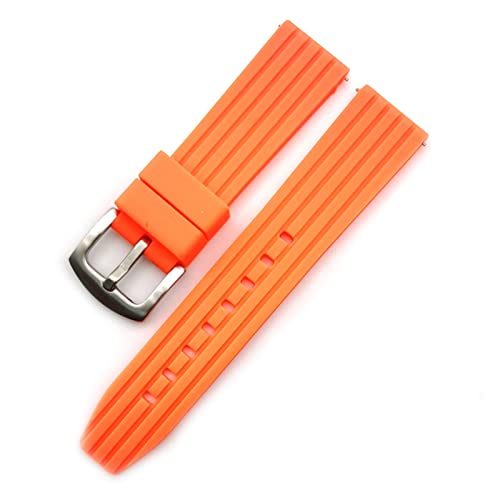 PLACKE Generisches Watchband 20mm 22 mm 24 mm Schnellfreisetzungsgummi -Gurtbänder wasserdichte Uhrenbandgürtelzubehör (Color : Orange, Size : 22mm) von PLACKE