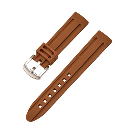 PLACKE Gummi -Uhr -Gurtgürtel Schwarz weiß rosa Diving Sport Uhrengurt Armbänder for Männer 18mm 20 mm 22 mm 24 mm (Color : Brown, Size : 22mm) von PLACKE