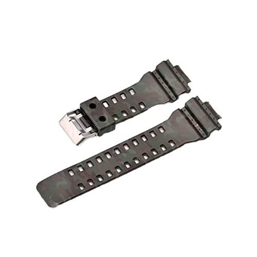 PLACKE Gummi-Uhr-Gurt fit for Casio Fit for G-Shock-Ersatz schwarze Tarnung Sport wasserdichtes Uhrenbänder Zubehör 16mm Uhrengürtel (Color : Camouflage NO.1, Size : 16mm) von PLACKE