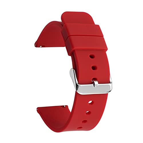 PLACKE Gummi -Uhren -Gurtband -Water -of -Watchband 14 16 18 mm 20mm 22 mm 24 mm Gurt Schwarz Schnalle Fit for Samsung Fit for Huawei Sport Watch (Color : Red 01, Size : 14mm) von PLACKE