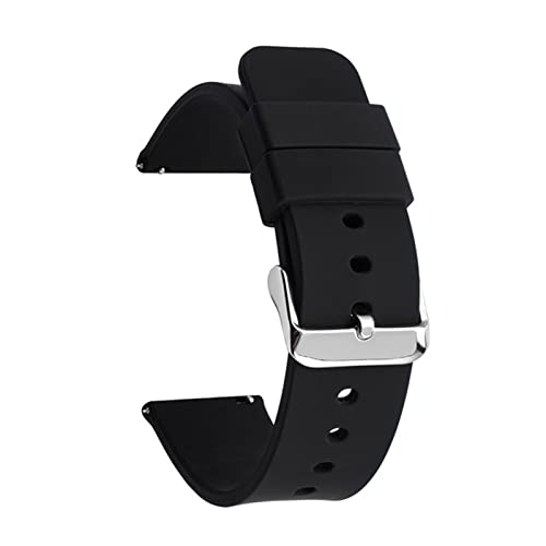 PLACKE Gummi -Uhren -Gurtband -Water -of -Watchband 14 16 18 mm 20mm 22 mm 24 mm Gurt Schwarz Schnalle Fit for Samsung Fit for Huawei Sport Watch (Color : Black 01, Size : 22mm) von PLACKE