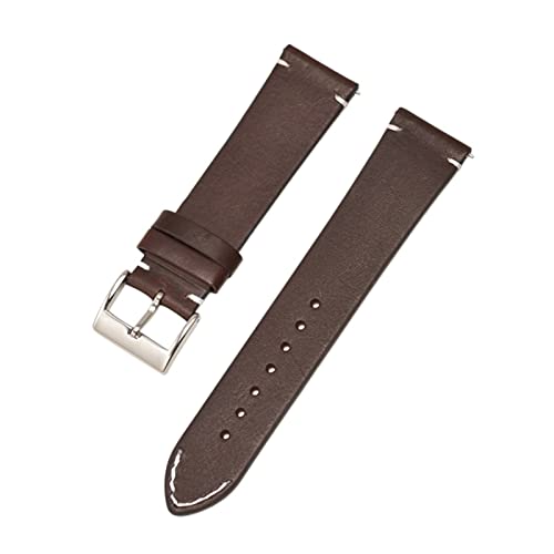 PLACKE Leder Uhrenband schwarz dunkelbraune Frauen Männer Cowhide -Uhrenbandband 12mm 14mm 16mm 18 mm 20 mm 22 mm 24 mm (Color : Darkbrown, Size : 18mm) von PLACKE