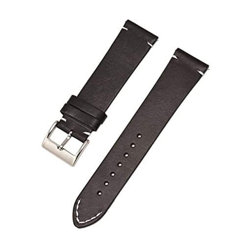 PLACKE Leder Uhrenband schwarz dunkelbraune Frauen Männer Cowhide -Uhrenbandband 12mm 14mm 16mm 18 mm 20 mm 22 mm 24 mm (Color : Black, Size : 18mm) von PLACKE