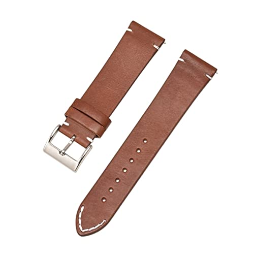 PLACKE Leder Uhrenband schwarz dunkelbraune Frauen Männer Cowhide -Uhrenbandband 12mm 14mm 16mm 18 mm 20 mm 22 mm 24 mm (Color : Lightbrown, Size : 20mm) von PLACKE