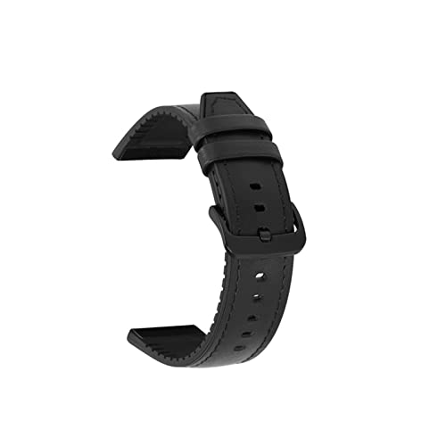 PLACKE Leder fit for TPU Silikon Uhrenbandarmband Schwarz Schnalle Uhrengurt 20mm 22 mm fit for Samsung Fit for Huawei FIT for GARMIN Smart Watch (Color : Black, Size : 22mm) von PLACKE