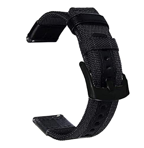 PLACKE Nylon Uhrenband Fit for Samsung Galaxy Watch3 41mm 45mm Zubehör for Samsung Galaxy Uhr 42mm 46mm Band 20mm 22mm Schwarze Schnalle (Color : Black, Size : 20mm) von PLACKE