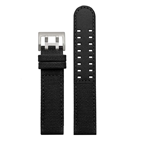PLACKE Nylon Watch Band fit for Hamilton Fit for Khaki Fit for Field Watch H760250 H77616533 Fit for Seiko Uhrengurt 20mm 22 mm (Color : Black-silver buckle, Size : 22mm) von PLACKE