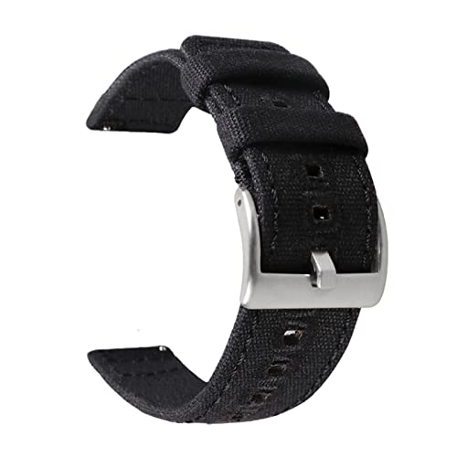 PLACKE Release Watch Armband for Männer Frauen Premium Nylon Uhr fit for Samsung Fit for Galaxy Fit for Huawei Uhr fit for Hamilton Fit for Khaki 18mm 20mm 22 mm (Color : Black-silver buckle, Size : von PLACKE