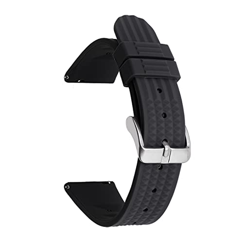 PLACKE Uhrengurt fit for Seiko Watch Schnelle Release Silicon Watchband Fit for Samsung FIT for HUAWEI Uhr Tauchgummi Ersetzen Sie Handgelenksgürtel 20mm 22 mm (Color : Black, Size : 20mm) von PLACKE