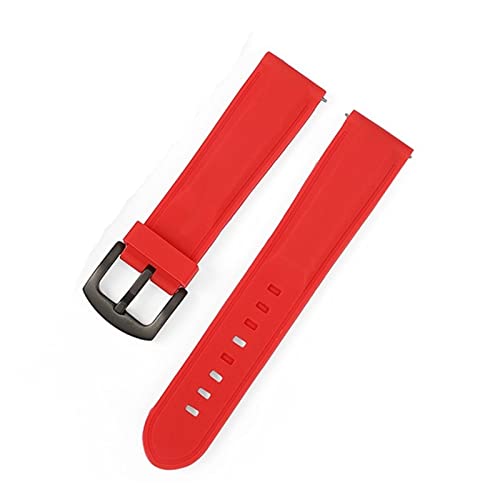 PLACKE Silikon Gummi -Sport -Uhren -Band Universal Handgelenksgürtel Armband 18mm 20 mm 22 mm 24 mm Pass for Samsung Gear S2 S3 Fit for Huawei Watch Männer Frauen (Color : Red02, Size : 18mm) von PLACKE