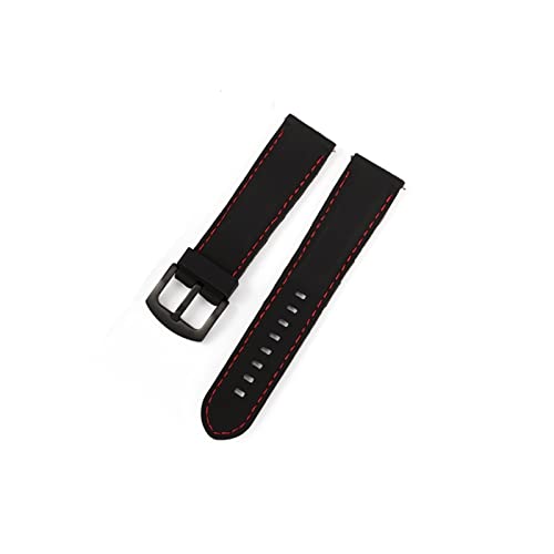 PLACKE Silikon Gummi -Sport -Uhren -Band Universal Handgelenksgürtel Armband 18mm 20 mm 22 mm 24 mm Pass for Samsung Gear S2 S3 Fit for Huawei Watch Männer Frauen (Color : Black-redline02, Size : 18 von PLACKE