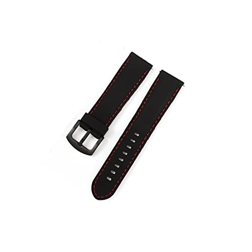 PLACKE Silikon Gummi -Sport -Uhren -Band Universal Handgelenksgürtel Armband 18mm 20 mm 22 mm 24 mm Pass for Samsung Gear S2 S3 Fit for Huawei Watch Männer Frauen (Color : Black-redline02, Size : 20 von PLACKE