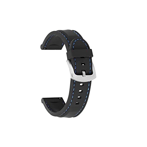 PLACKE Silikon Gummi -Sport -Uhren -Band Universal Handgelenksgürtel Armband 18mm 20 mm 22 mm 24 mm Pass for Samsung Gear S2 S3 Fit for Huawei Watch Männer Frauen (Color : Black-blueline01, Size : 2 von PLACKE