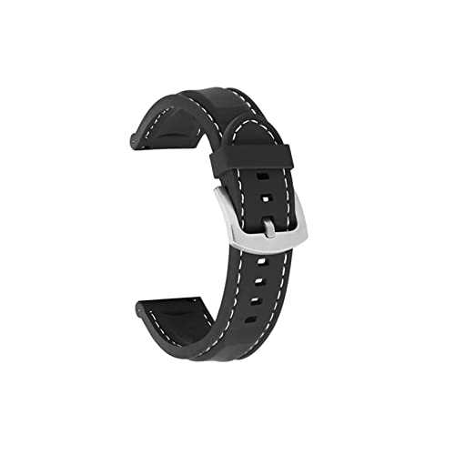 PLACKE Silikon Gummi -Sport -Uhren -Band Universal Handgelenksgürtel Armband 18mm 20 mm 22 mm 24 mm Pass for Samsung Gear S2 S3 Fit for Huawei Watch Männer Frauen (Color : Black-whiteline01, Size : von PLACKE