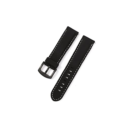 PLACKE Silikon Gummi -Sport -Uhren -Band Universal Handgelenksgürtel Armband 18mm 20 mm 22 mm 24 mm Pass for Samsung Gear S2 S3 Fit for Huawei Watch Männer Frauen (Color : Black-whiteline02, Size : von PLACKE