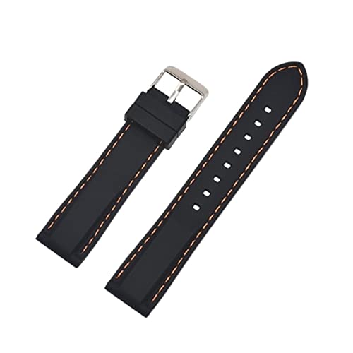 PLACKE Silikon Gummi -Sport -Uhr -Band Universal Watchband -Armband Armband 16 mm 18 mm 20 mm 22 mm 24 mm for Männer Frauen (Color : Black orange line, Size : 16mm) von PLACKE