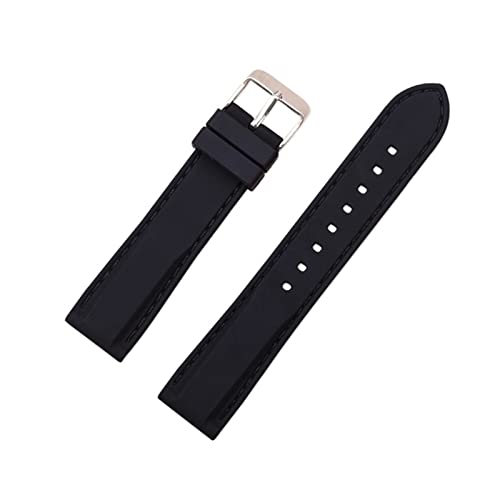 PLACKE Silikon Gummi -Sport -Uhr -Band Universal Watchband -Armband Armband 16 mm 18 mm 20 mm 22 mm 24 mm for Männer Frauen (Color : Black black line, Size : 20mm) von PLACKE