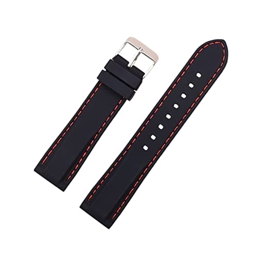 PLACKE Silikon Gummi -Sport -Uhr -Band Universal Watchband -Armband Armband 16 mm 18 mm 20 mm 22 mm 24 mm for Männer Frauen (Color : Black red line, Size : 20mm) von PLACKE