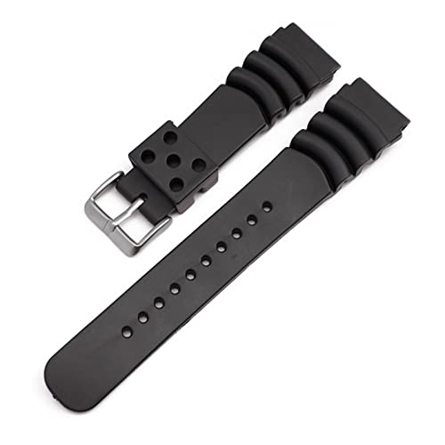 PLACKE Silikon Gummi -Uhr -Gurtband 20mm 22 mm 24 mm fit for Seiko fit for Casio Uhr Waterdes Sportgurt for Männer Frauen Generic Watchband (Color : Black, Size : 20mm) von PLACKE