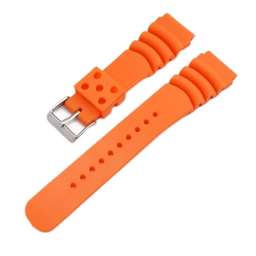 PLACKE Silikon Gummi -Uhr -Gurtband 20mm 22 mm 24 mm fit for Seiko fit for Casio Uhr Waterdes Sportgurt for Männer Frauen Generic Watchband (Color : Orange, Size : 22mm) von PLACKE