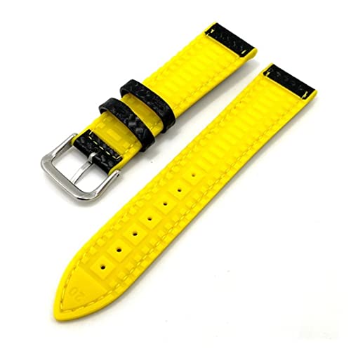 PLACKE Silikon Sport Watchband Ersatzgurt Armbänder Leder Carbonfaser 18mm 20 mm 22 mm Uhrband for Männer Frauen (Color : YELLOW, Size : 18mm) von PLACKE