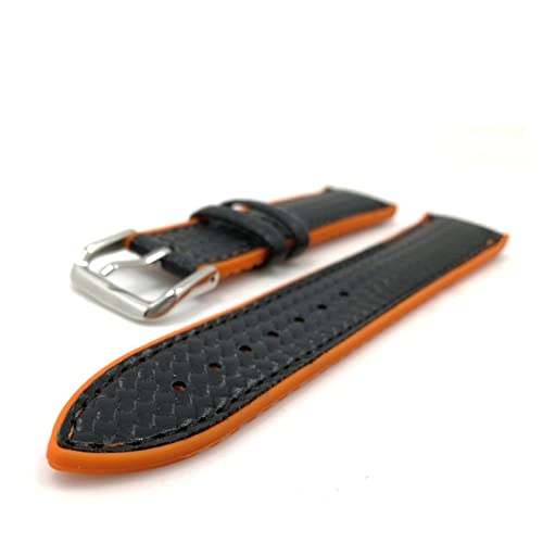 PLACKE Silikon Sport Watchband Ersatzgurt Armbänder Leder Carbonfaser 18mm 20 mm 22 mm Uhrband for Männer Frauen (Color : Orange, Size : 22mm) von PLACKE