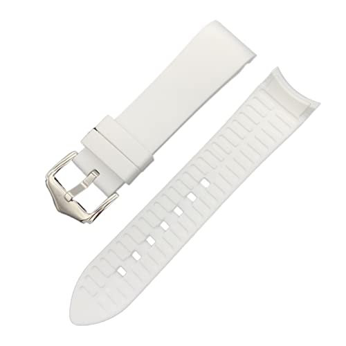 PLACKE Silikongurt Herren Uhr Accessoires Arc Mund Austausch Wachband Armband Uhr 18mm 20 mm 22 mm (Color : White, Size : 22mm) von PLACKE