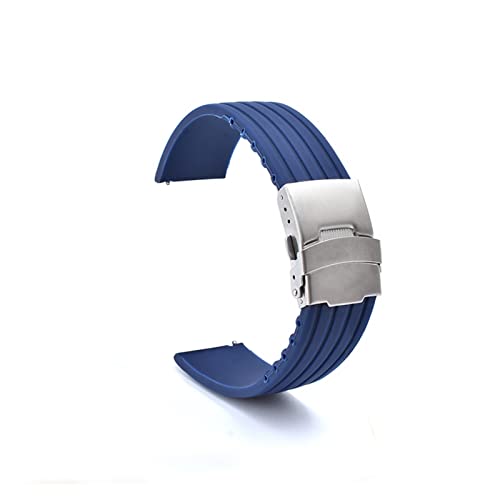 PLACKE 18 mm 20 mm 22 mm 24 mm Silikonriemenklappenschnalle for Samsung Fit for Galaxy Uhrengetriebe S2 S3 Schnellfreisetzungs -Gummi -Armband -Gurtband (Color : Navy, Size : 18mm) von PLACKE