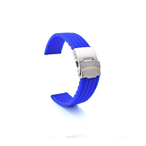 PLACKE 18 mm 20 mm 22 mm 24 mm Silikonriemenklappenschnalle for Samsung Fit for Galaxy Uhrengetriebe S2 S3 Schnellfreisetzungs -Gummi -Armband -Gurtband (Color : Royal, Size : 22mm) von PLACKE
