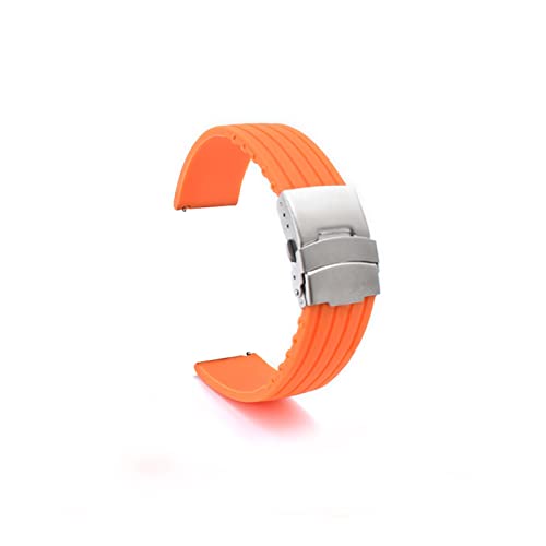 PLACKE 18 mm 20 mm 22 mm 24 mm Silikonriemenklappenschnalle for Samsung Fit for Galaxy Uhrengetriebe S2 S3 Schnellfreisetzungs -Gummi -Armband -Gurtband (Color : Orange, Size : 24mm) von PLACKE