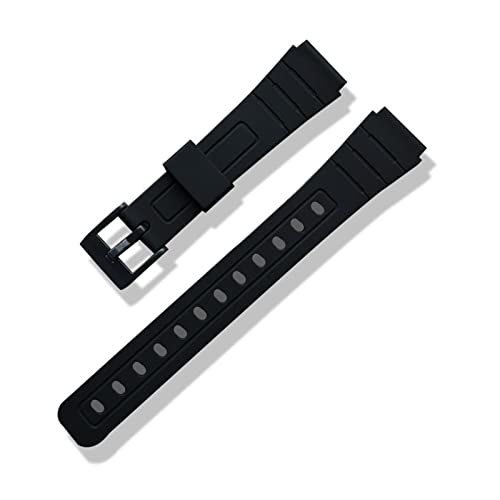 PLACKE Silikon-Band Fit for Casio-Uhren-Zubehör 16mm 18mm 20mm Frauen Männer Schwarz Sport Tauchen Gummi Uhrenarmband Schnalle Watch Strap (Size : 18mm) von PLACKE